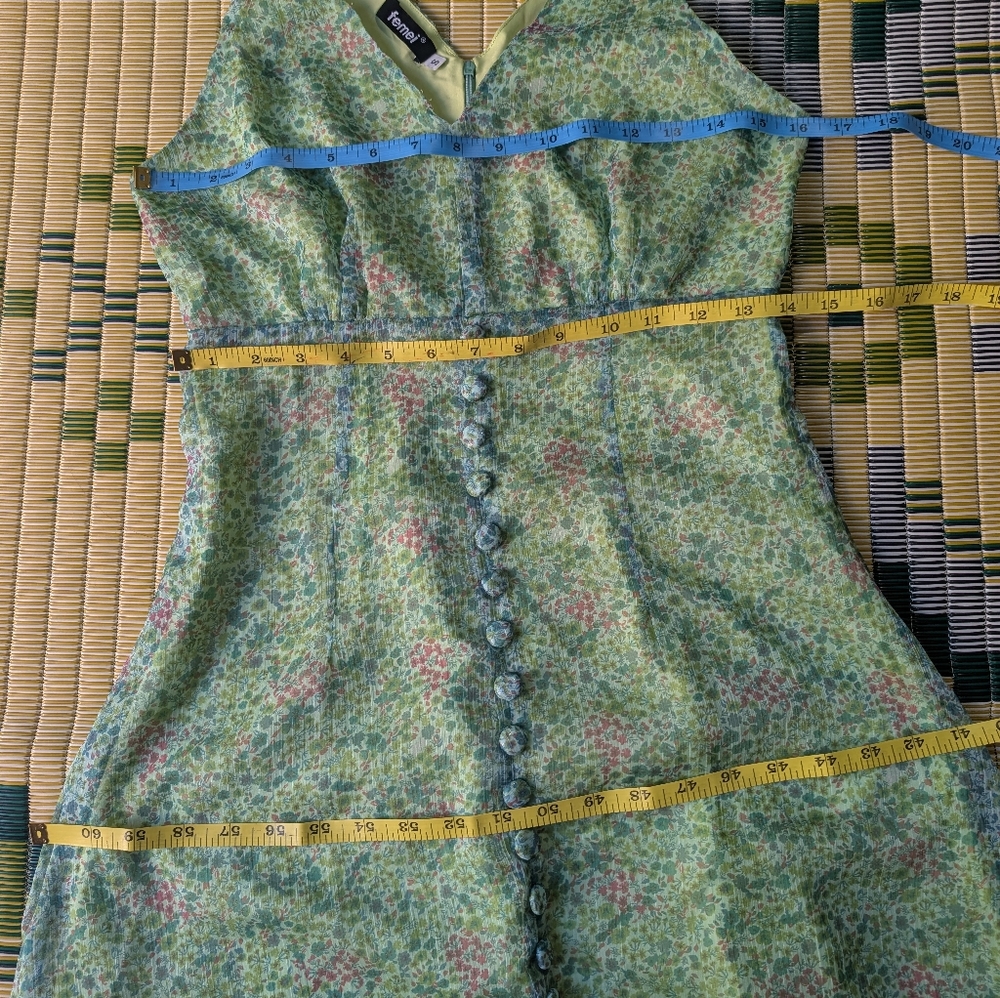 Floral Green Sleeveless Maxi Dress - Picture 11 of 12